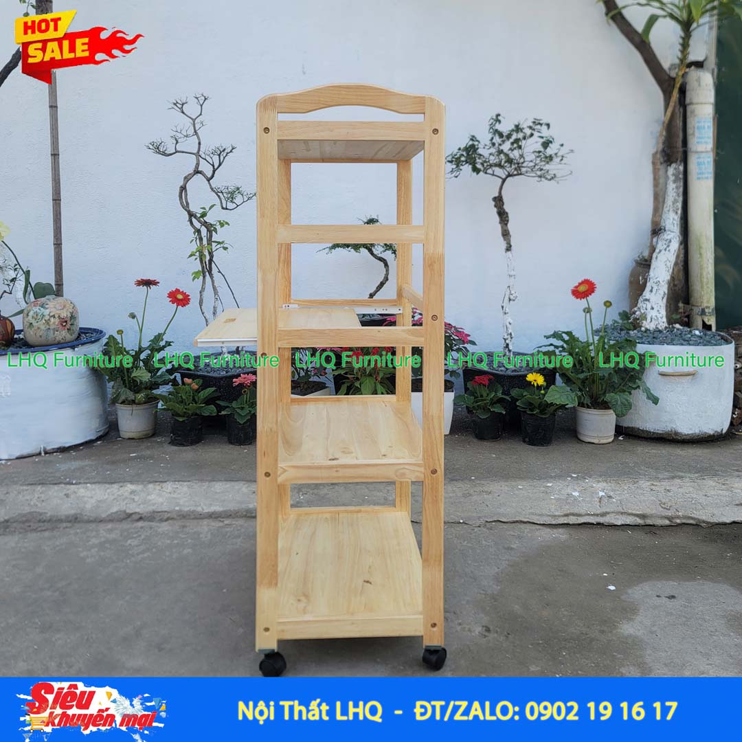 Kệ Để Lò Vi Sóng KVS-4T Gỗ Cao Su Tự Nhiên | Nội Thất LHQ