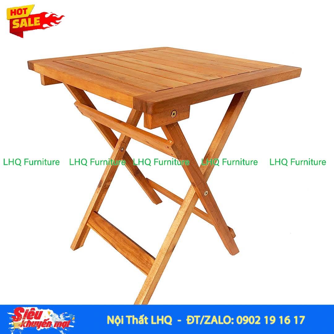 Bàn Cafe Nan Cao Gỗ Tràm Xếp Gọn 60x60cm