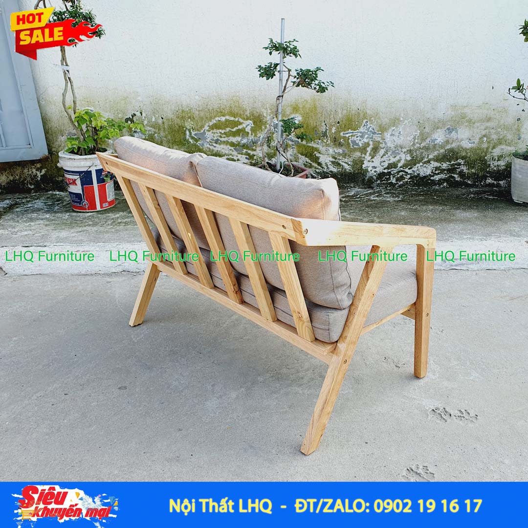 Ghế Sofa Nakata Đôi Gỗ Cao Su Tự Nhiên – LHQ Furniture