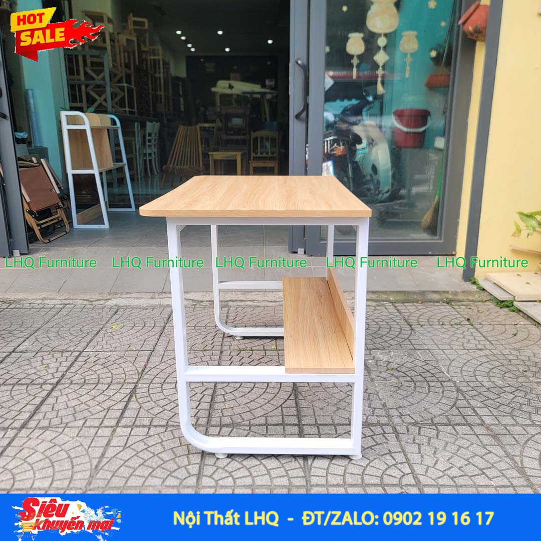 Bàn học khung sắt 1m2 mặt gỗ MDF – Thiết kế chắc chắn, tiện dụng