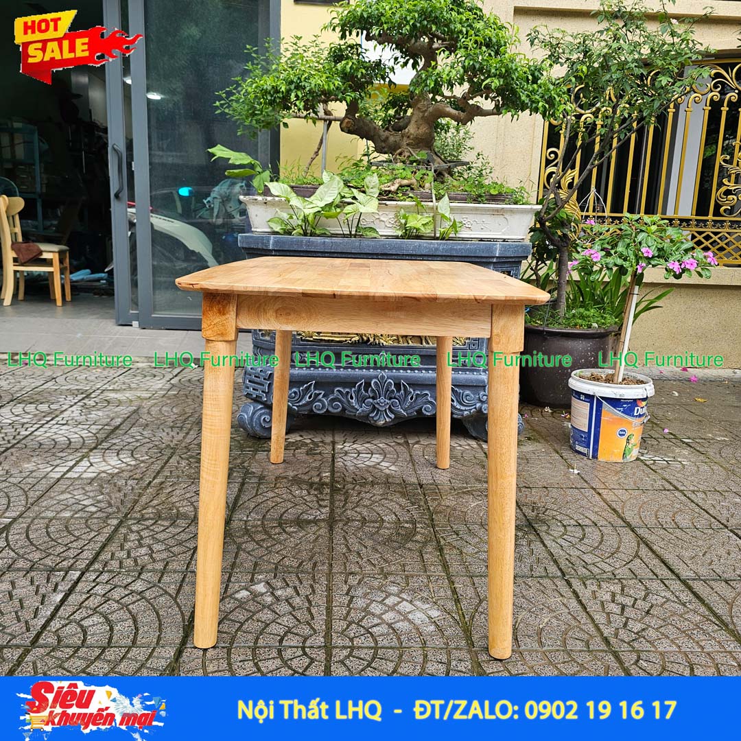 Bàn ăn gỗ chân tròn 1m2 gỗ cao su tự nhiên hiện đại, chắc chắn