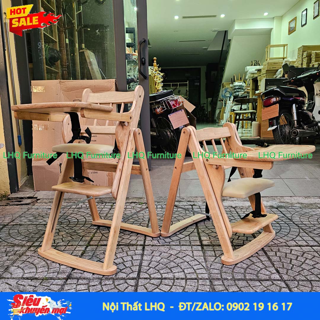 Ghế Ngồi Ăn Bột Gỗ Cao Su Xếp Gọn | Nội Thất LHQ