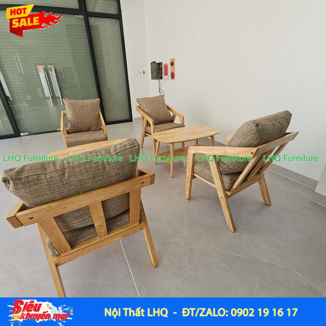 Bộ Bàn Ghế Sofa Nakata Gỗ Cao Su Tự Nhiên – LHQ Furniture