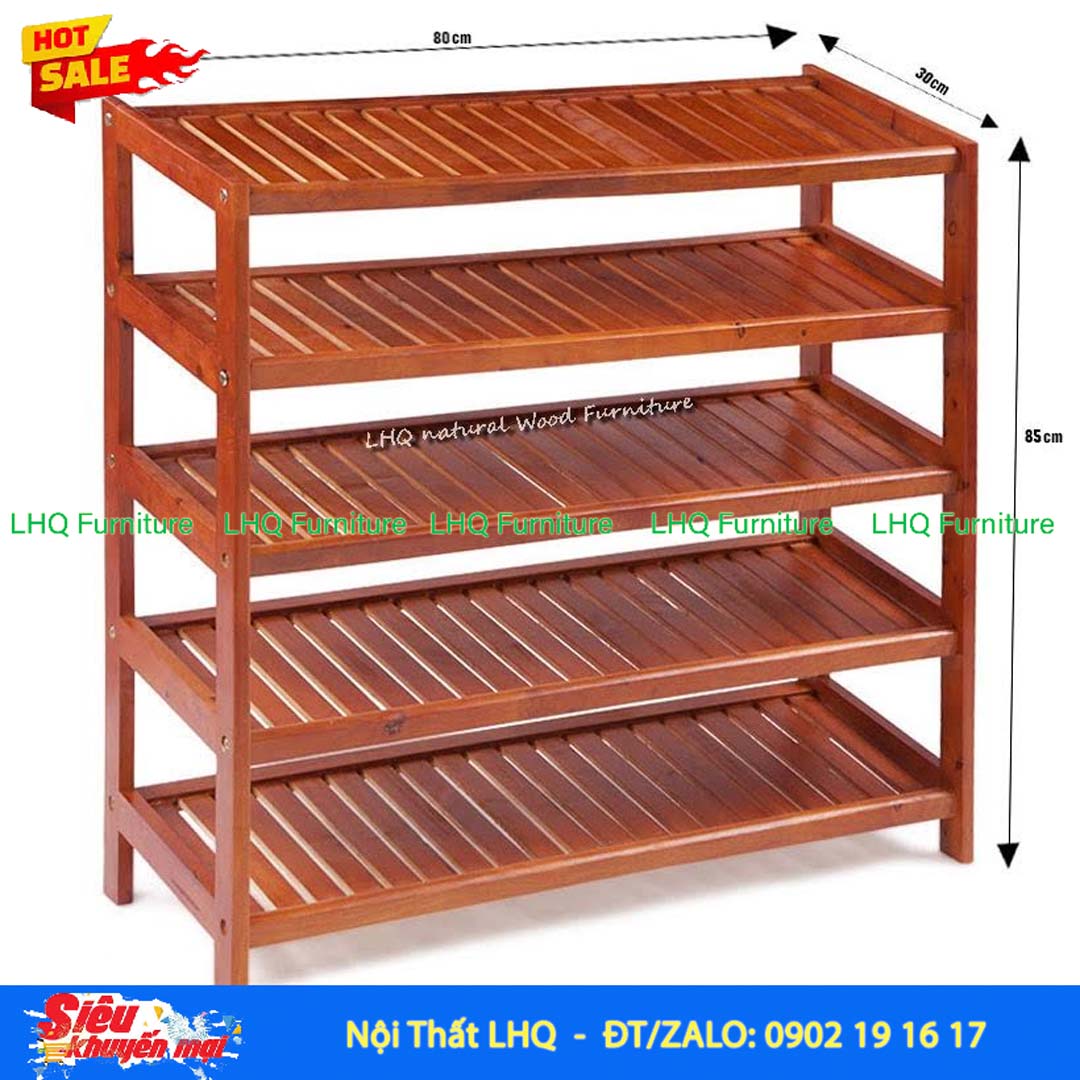 Kệ Để Giày Dép Gỗ 5 Tầng Rộng 80cm | Nội Thất LHQ