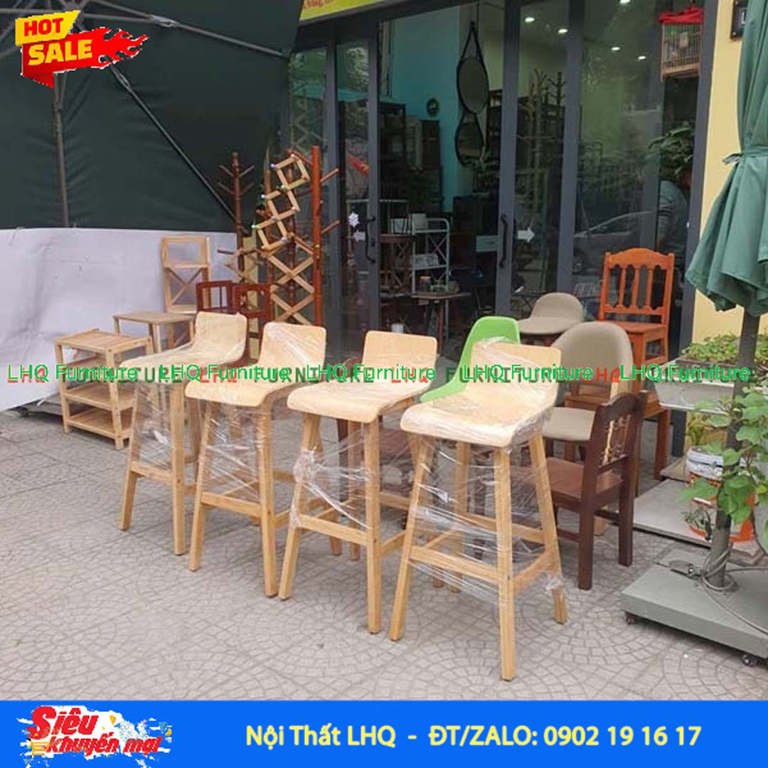 Ghế Quầy Bar Mặt Gỗ Gỗ Cao Su | Nội Thất LHQ