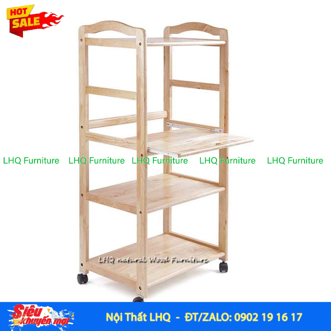 Kệ Để Lò Vi Sóng KVS-4T Gỗ Cao Su Tự Nhiên | Nội Thất LHQ