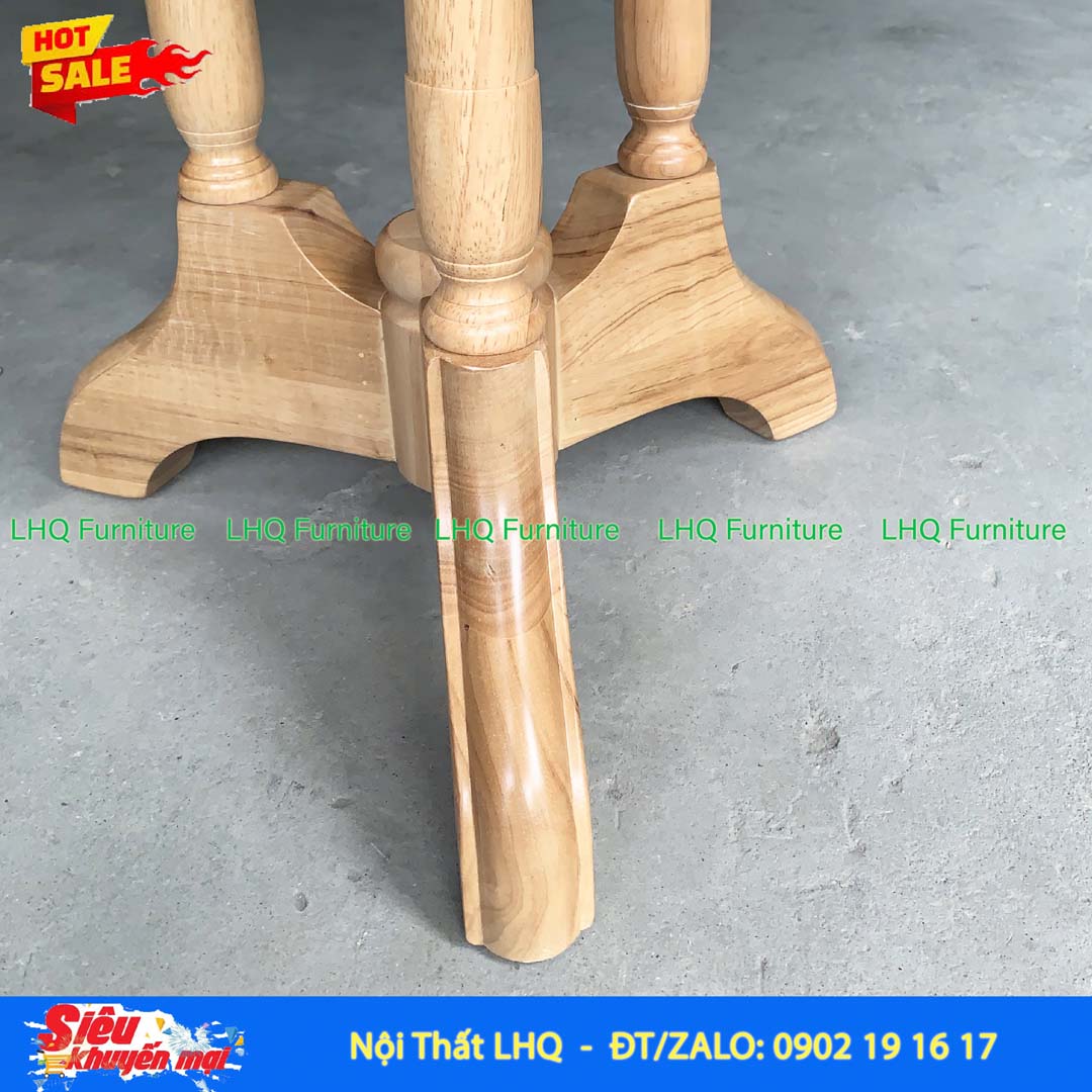 Bàn Kẹp Trà Gỗ Cao Su Tự Nhiên 60x60cm Đa Năng