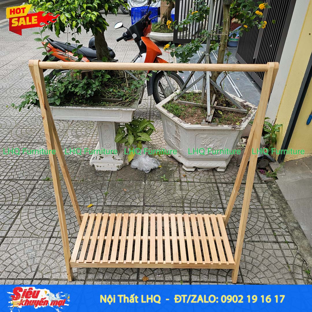 Kệ Treo Quần Áo Chữ A 1 Tầng 80cm Gỗ Cao Su | Nội Thất LHQ