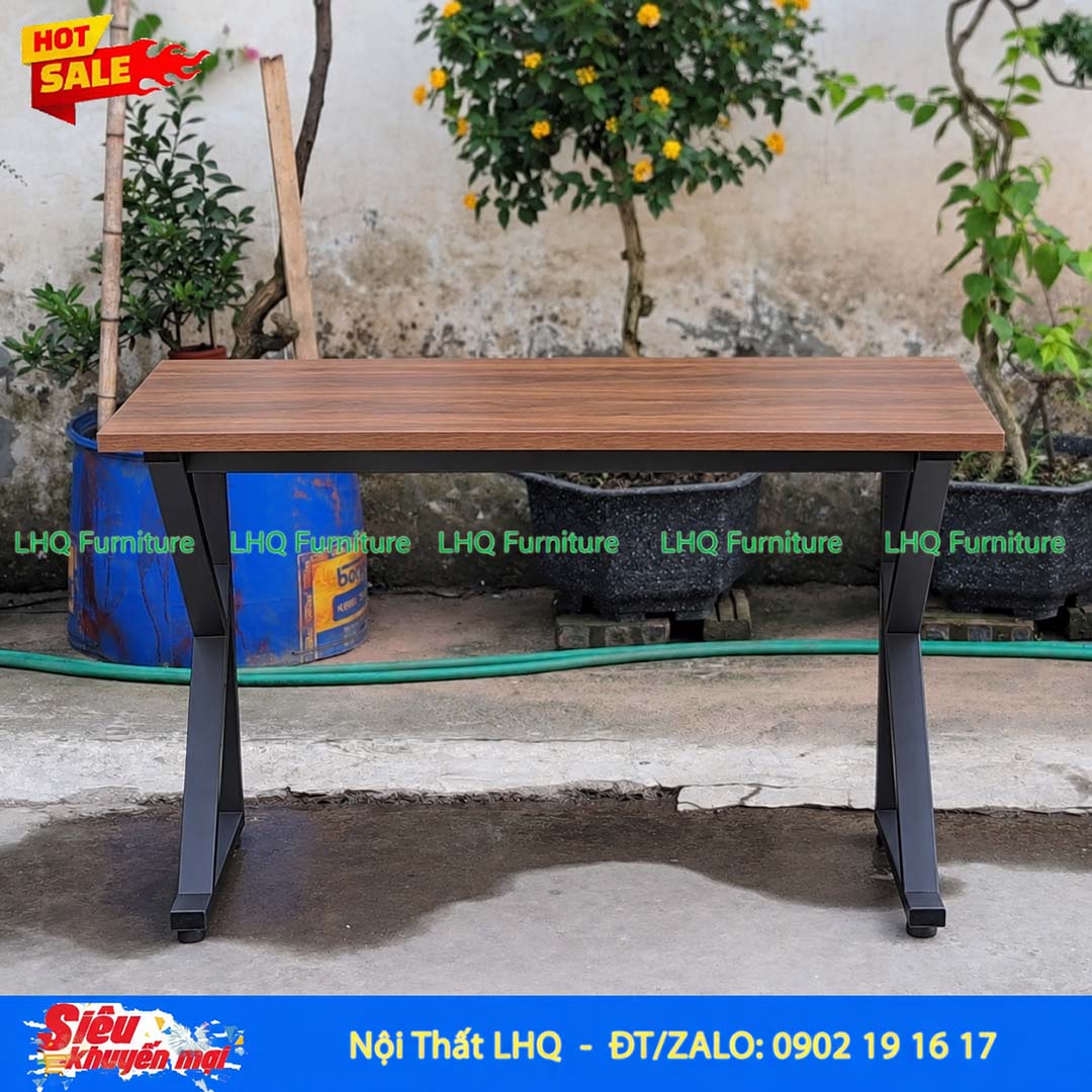 Bàn học khung sắt chữ K 60x120x75cm – Mặt MDF rộng, chắc chắn