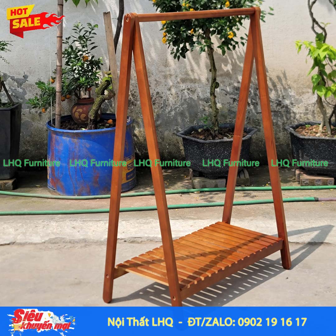 Kệ Treo Quần Áo Chữ A 1 Tầng 80cm Gỗ Cao Su | Nội Thất LHQ