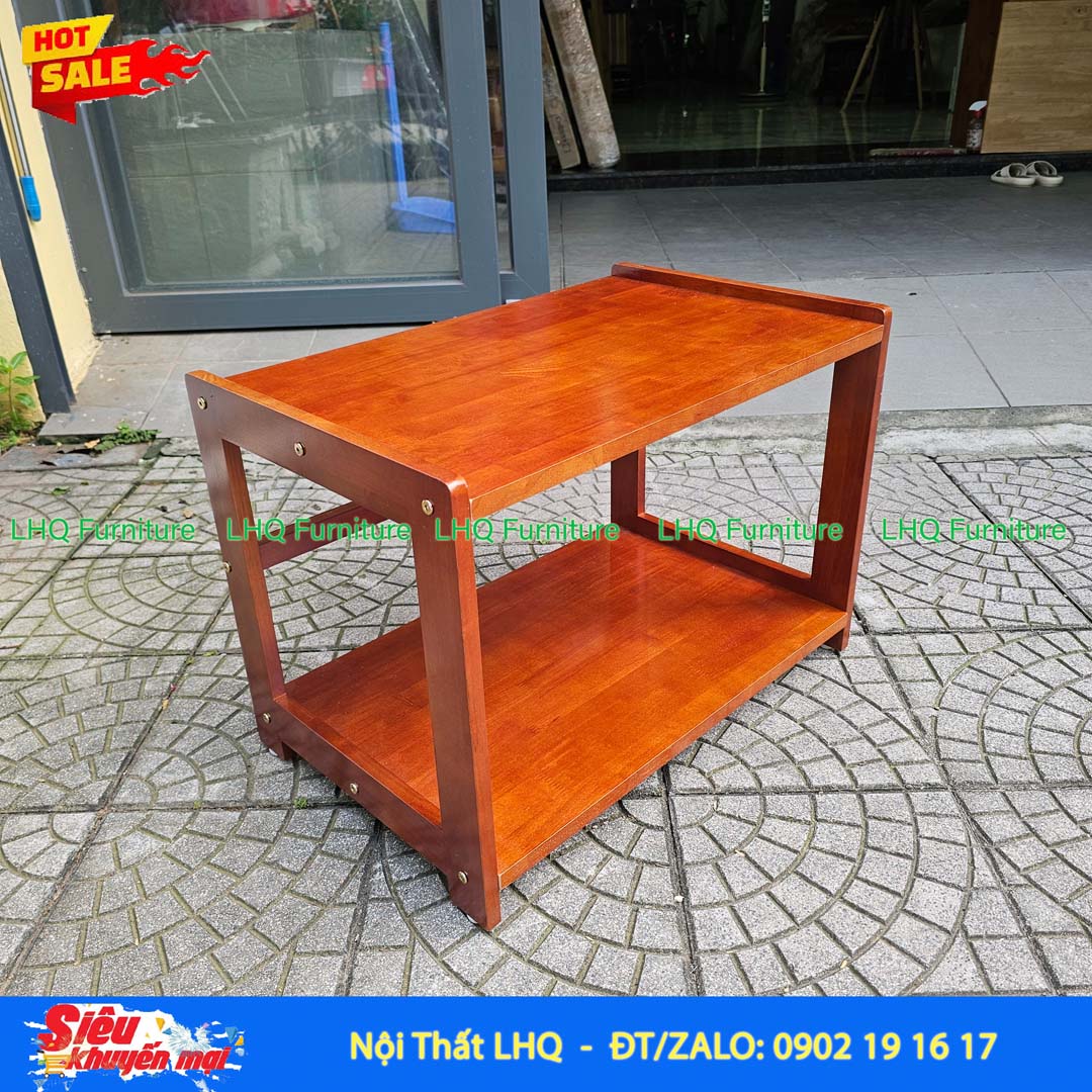 Kệ Để Lò Vi Sóng Mặt Liền 2 Tầng Gỗ Cao Su Tự Nhiên | Nội Thất LHQ