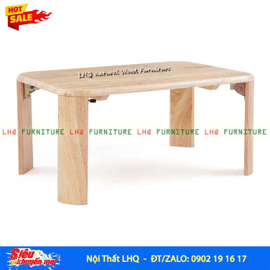 Bàn Trà Nhật Chân Bánh Mỳ 50x70 – Gỗ Cao Su Tự Nhiên