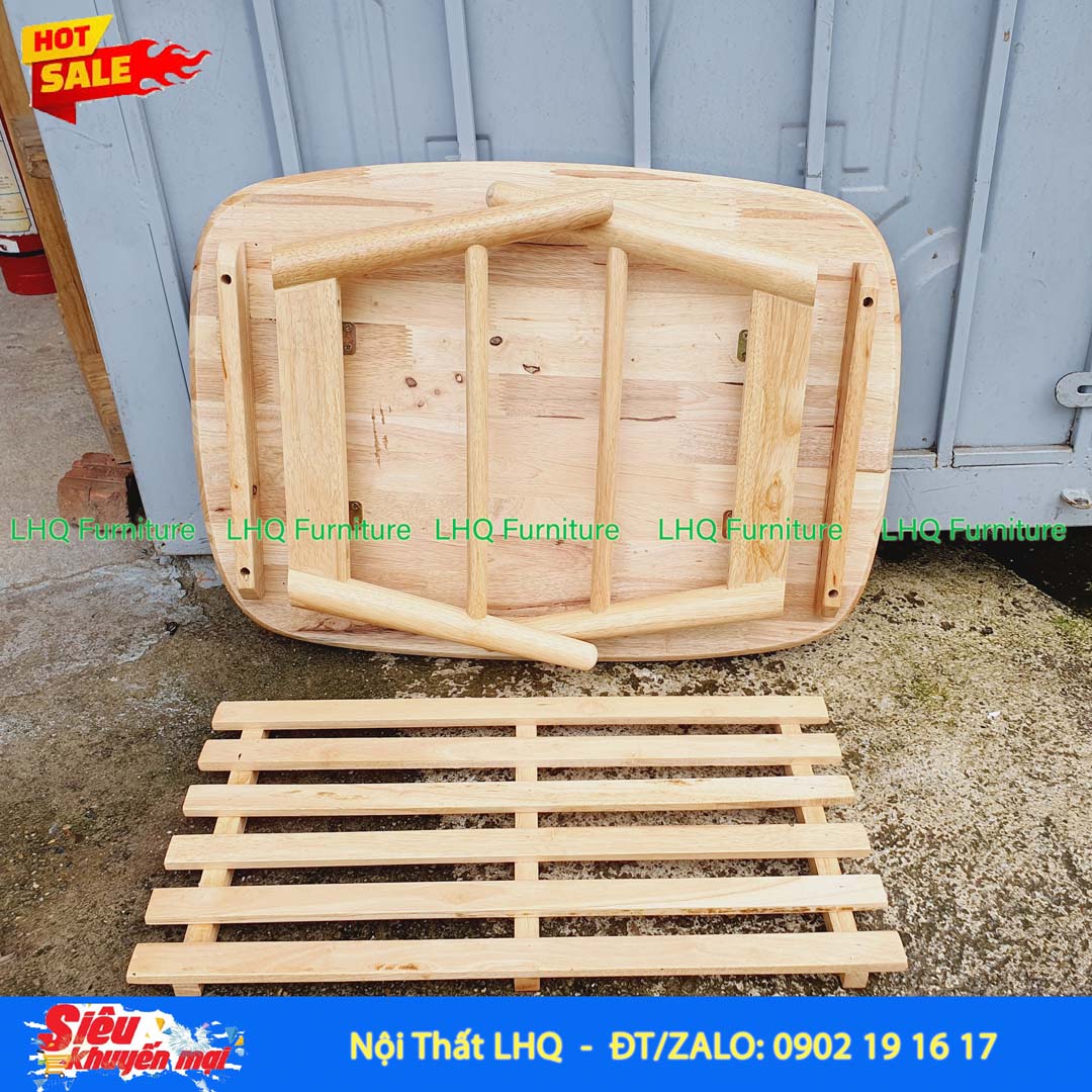 Bàn Trà Nhật 2 Tầng Gỗ Cao Su Gấp Gọn Hiện Đại