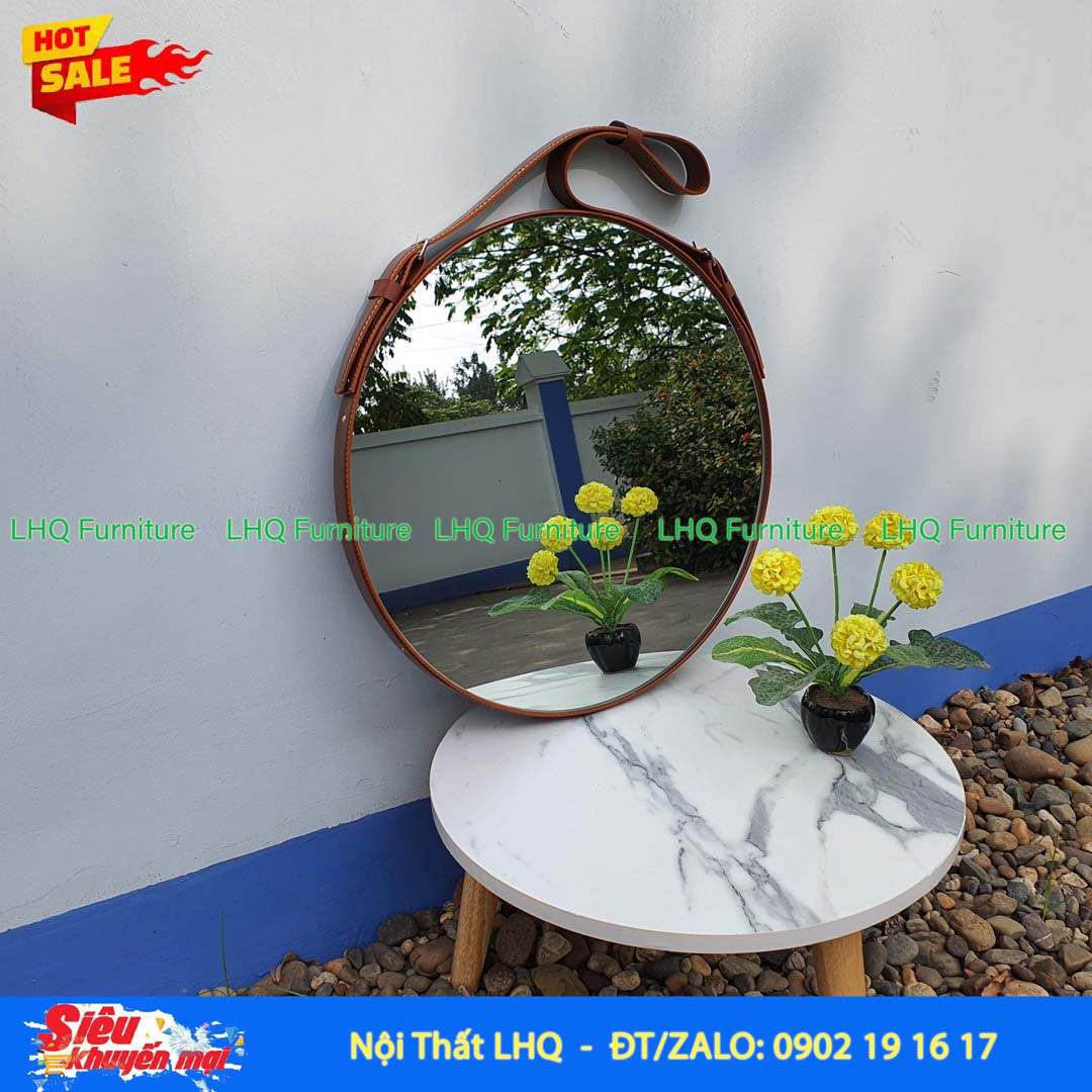 Gương Treo Dây Da Không Đèn D40 cm, Đẹp giá rẻ