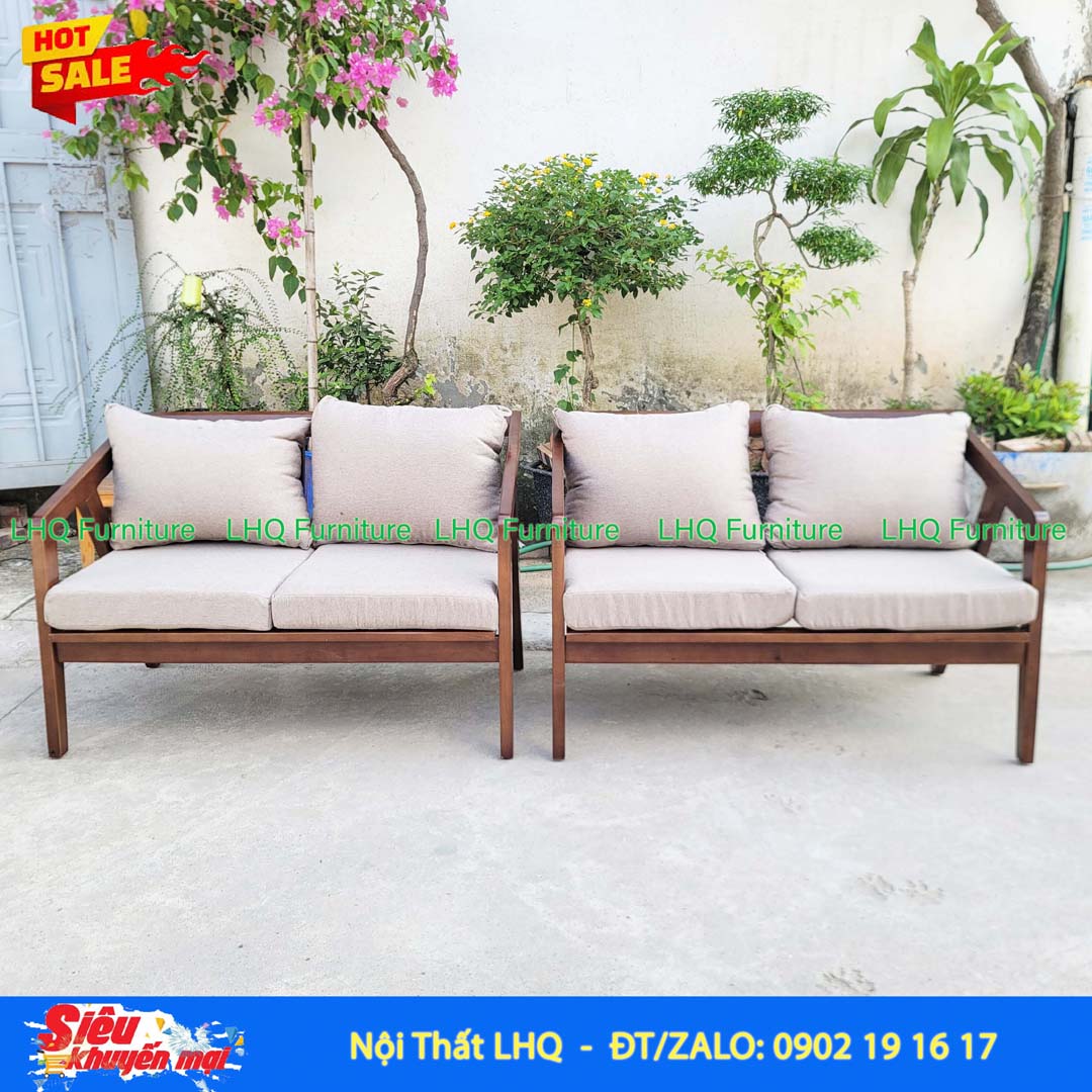 Ghế Sofa Nakata Đôi Gỗ Cao Su Tự Nhiên – LHQ Furniture