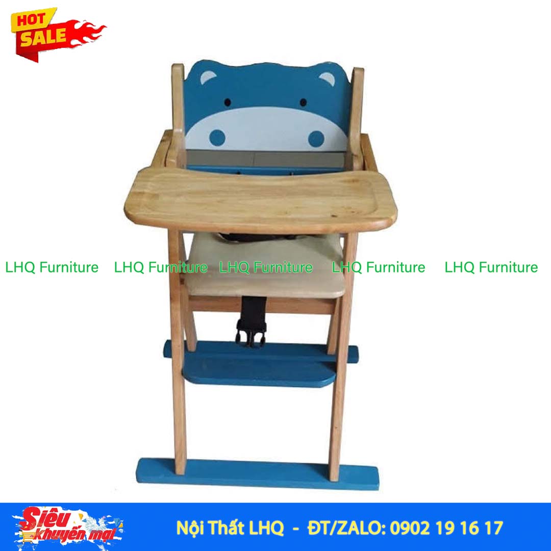 Ghế Ngồi Ăn Bột Gỗ Cao Su Tự Nhiên Gấp Gọn Cho Bé
