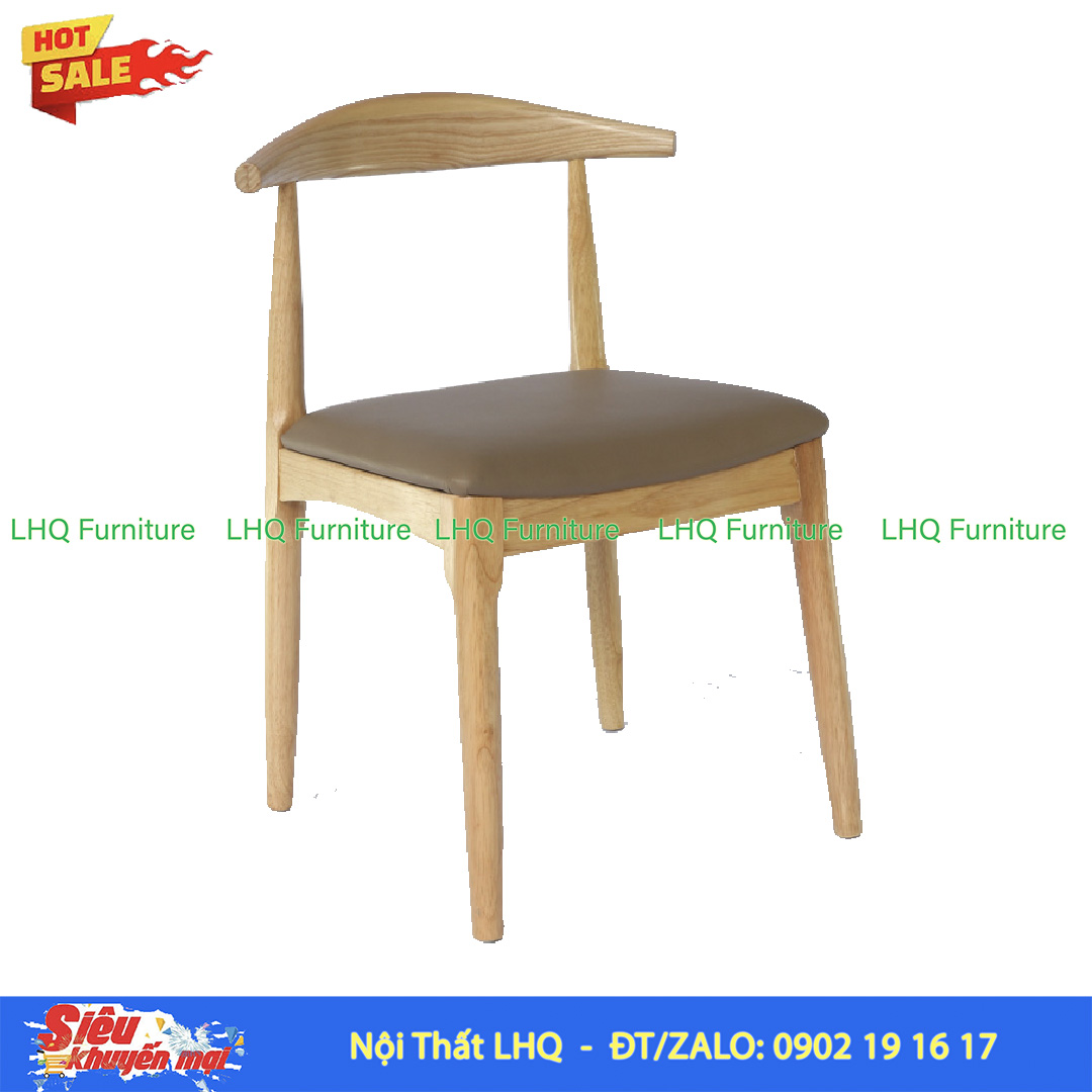Ghế Cafe – Ghế Ăn Elbow Gỗ Cao Su Thiết Kế Vai Bò Hiện Đại