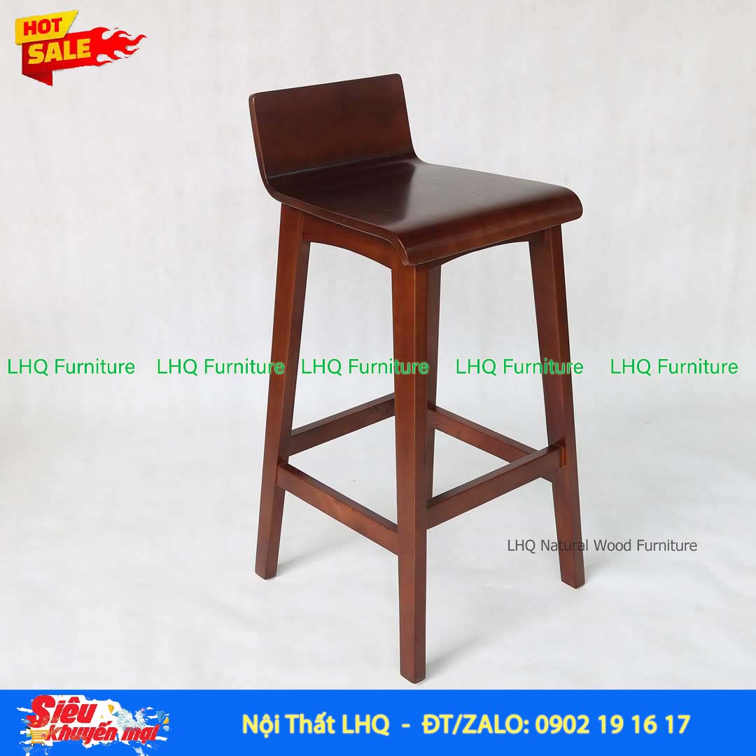 Ghế Quầy Bar Mặt Gỗ Gỗ Cao Su | Nội Thất LHQ