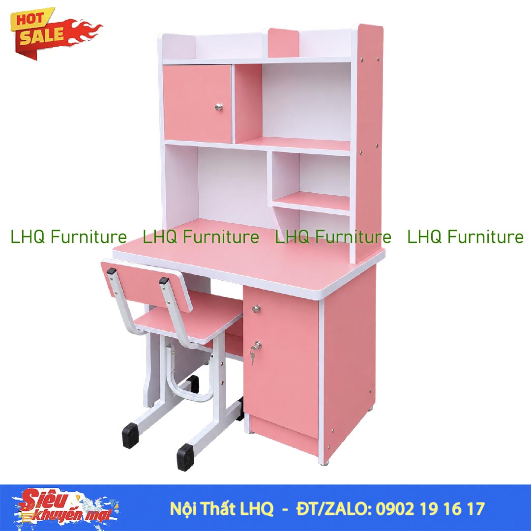 Bàn học liền giá sách rộng 80cm – Thiết kế gọn gàng, tiện dụng