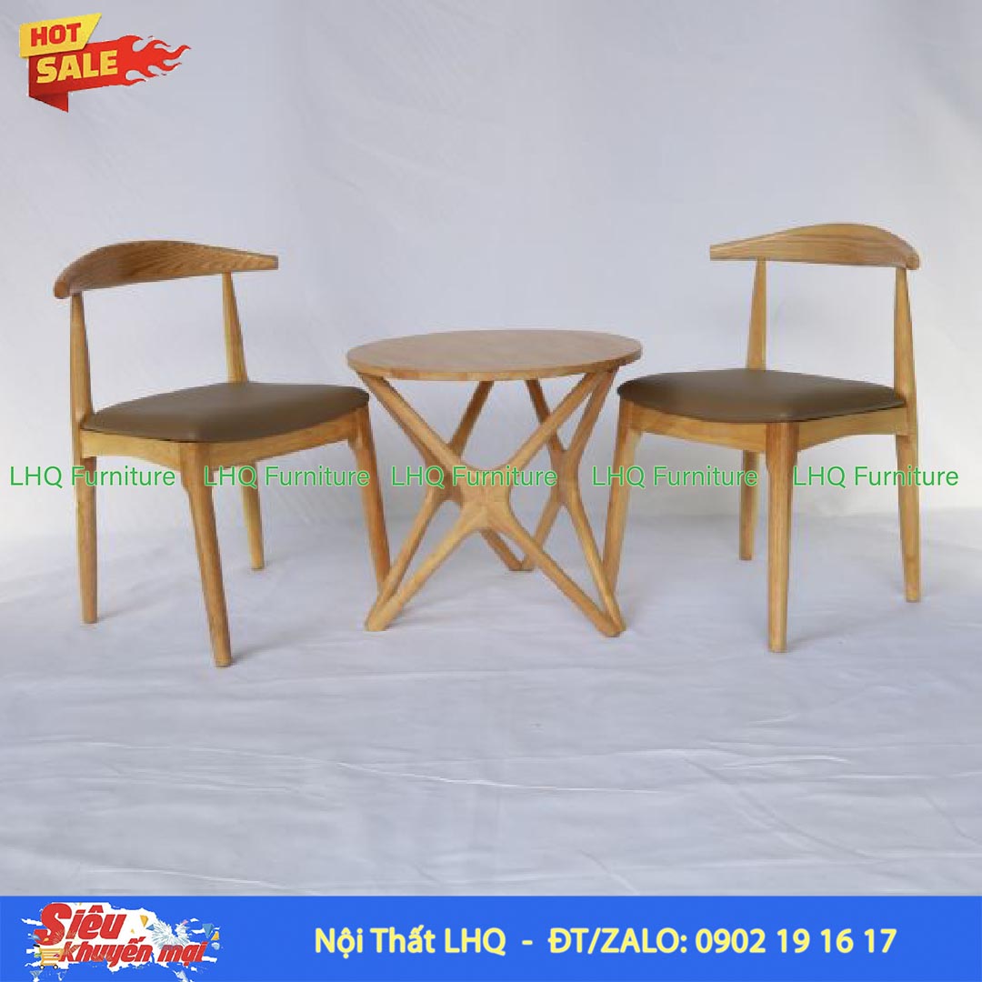 Ghế Cafe – Ghế Ăn Elbow Gỗ Cao Su Thiết Kế Vai Bò Hiện Đại