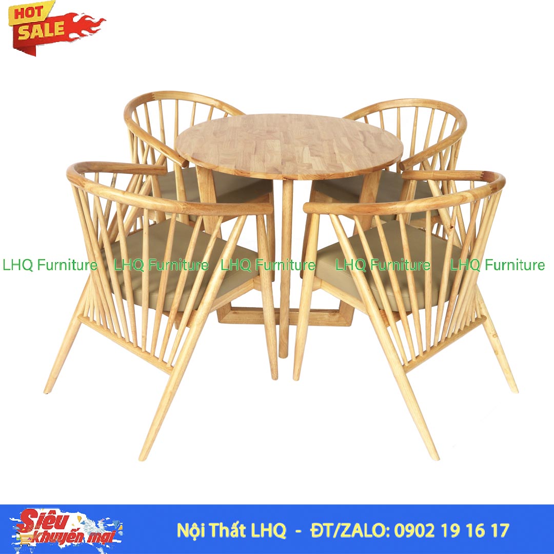 Bàn Ăn Tròn 80 Gỗ Cao Su Tự Nhiên Nhỏ Gọn