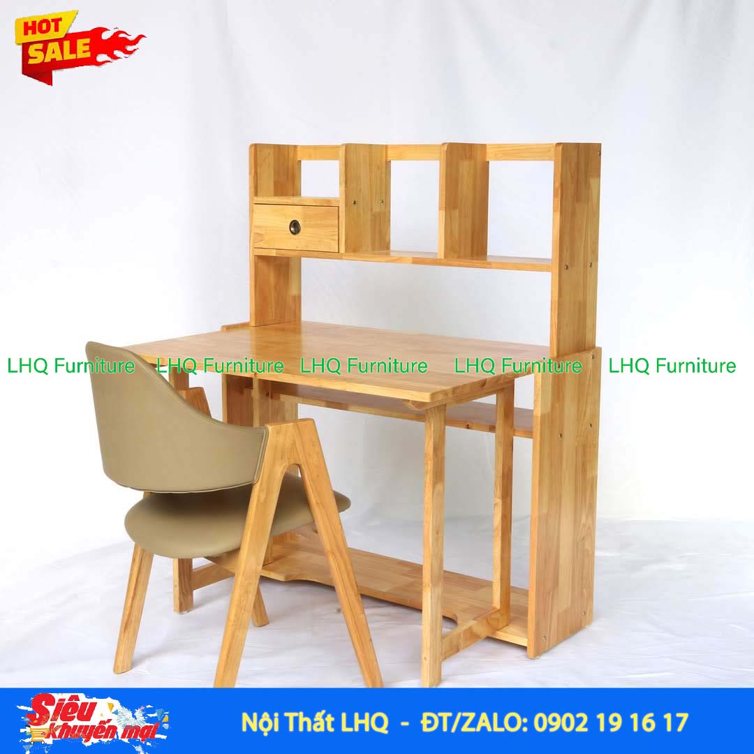 Bàn Giá Sách Xếp Gọn Gỗ Cao Su | Đa Năng, Gấp Gọn Tiện Lợi
