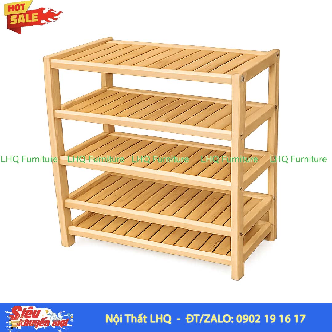 Kệ Để Giày Dép Gỗ 5 Tầng Rộng 80cm | Nội Thất LHQ