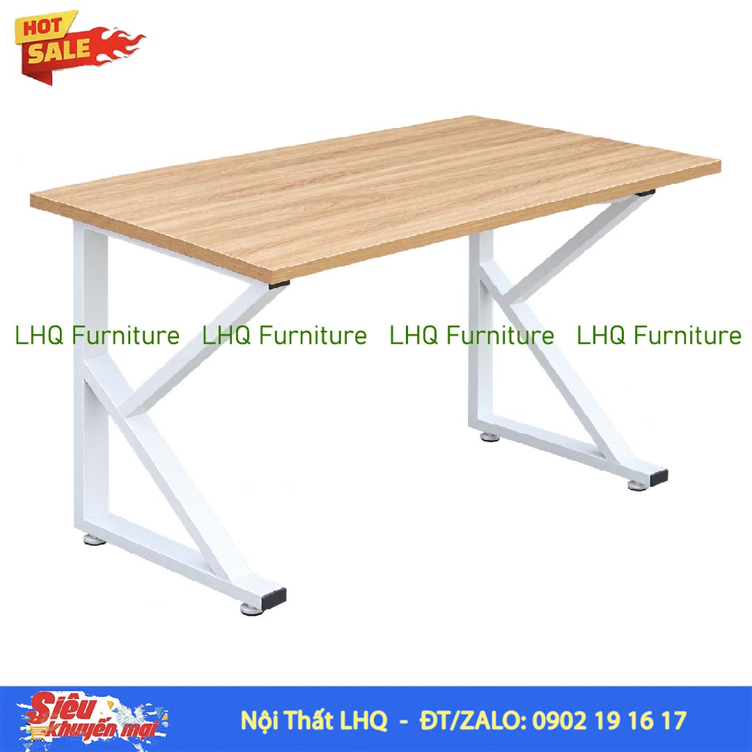 Bàn học khung sắt chữ K 60x120x75cm – Mặt MDF rộng, chắc chắn