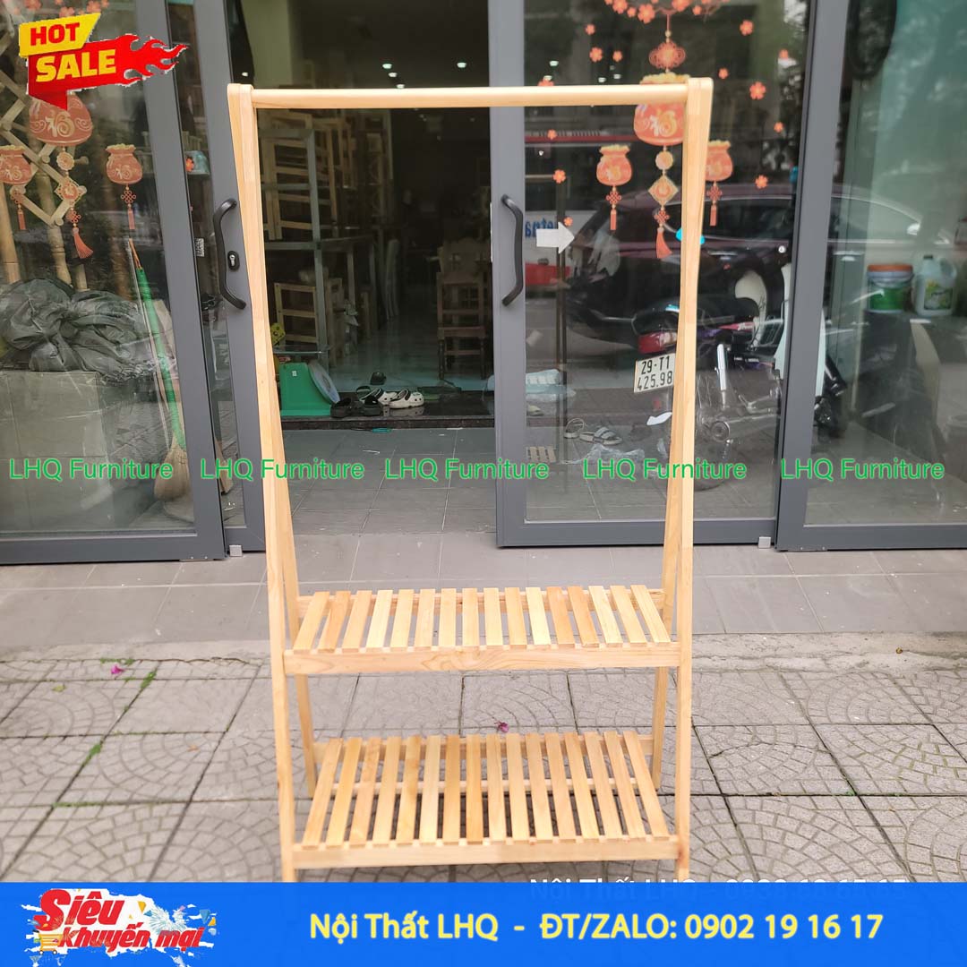 Kệ Treo Quần Áo Chữ A 2 Tầng 80cm Gỗ Cao Su | Nội Thất LHQ