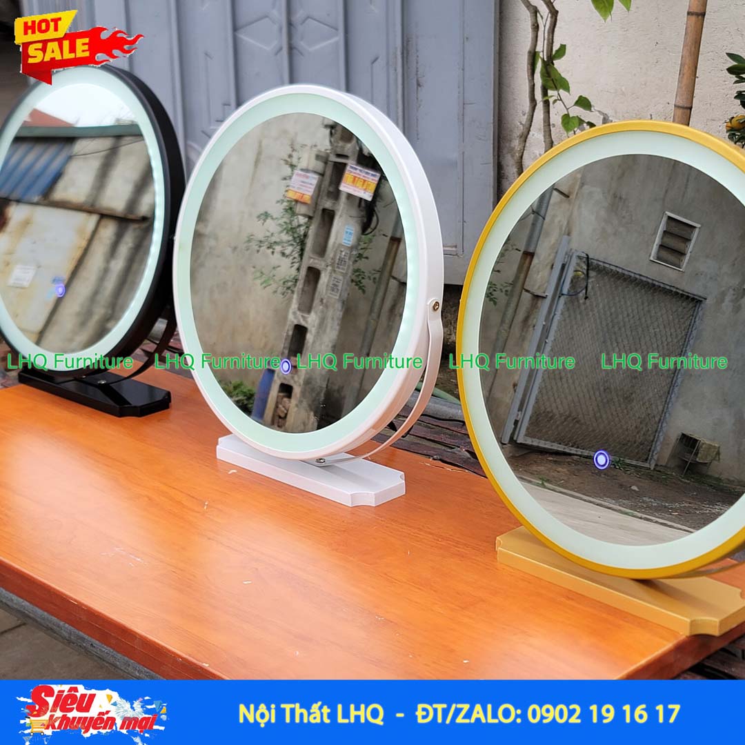 Gương Xoay Để Bàn Đèn Cảm Ứng, Decor đẹp