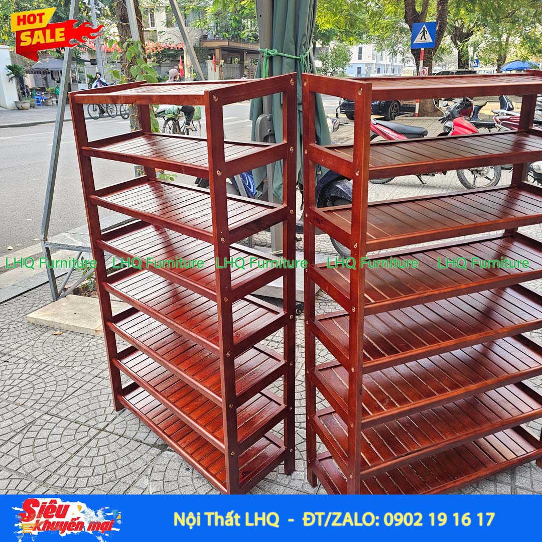 Kệ Để Giày Dép Gỗ 8 Tầng Rộng 80cm | Nội Thất LHQ