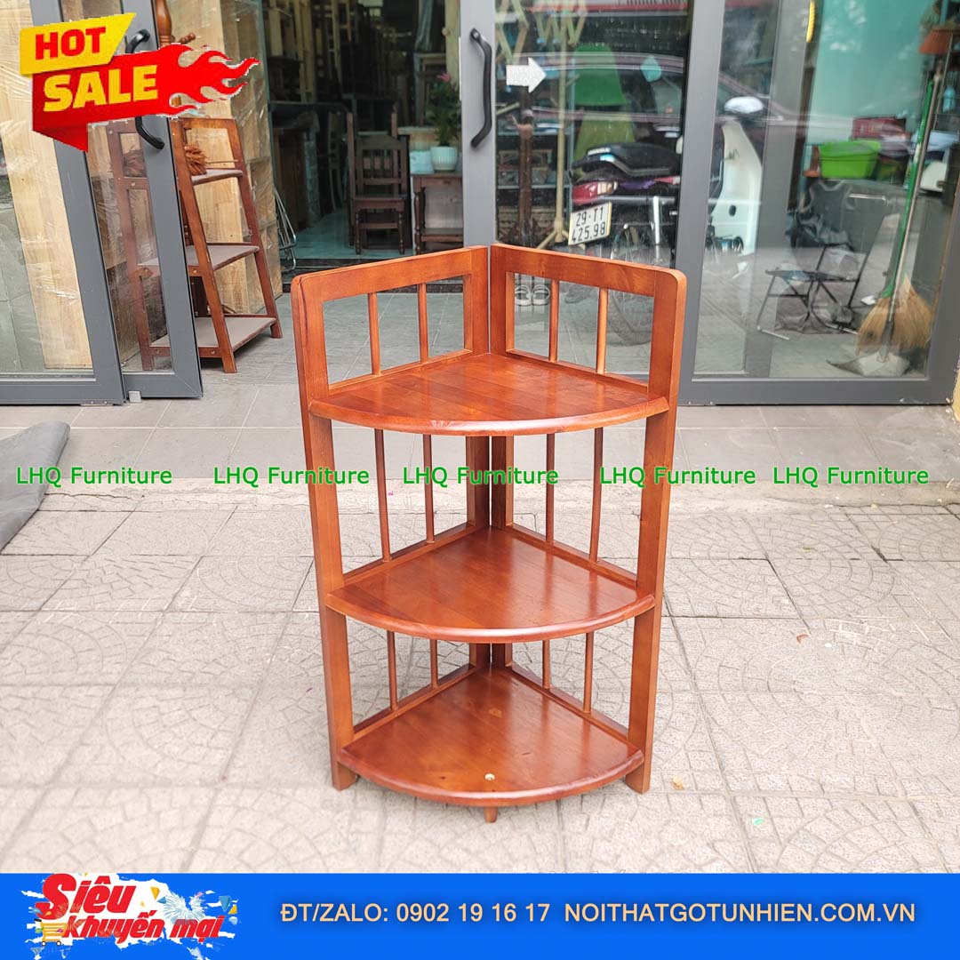 Kệ Góc 3 Tầng Gỗ Cao Su Tự Nhiên Trang Trí Đẹp | Nội Thất LHQ