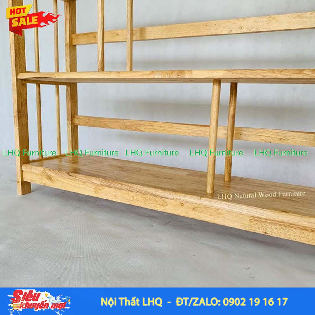 Kệ Sách Gỗ 4 Tầng Rộng 1m2 – Kệ Gỗ Cao Su Tự Nhiên Chắc Chắn, Chịu Lực Tốt