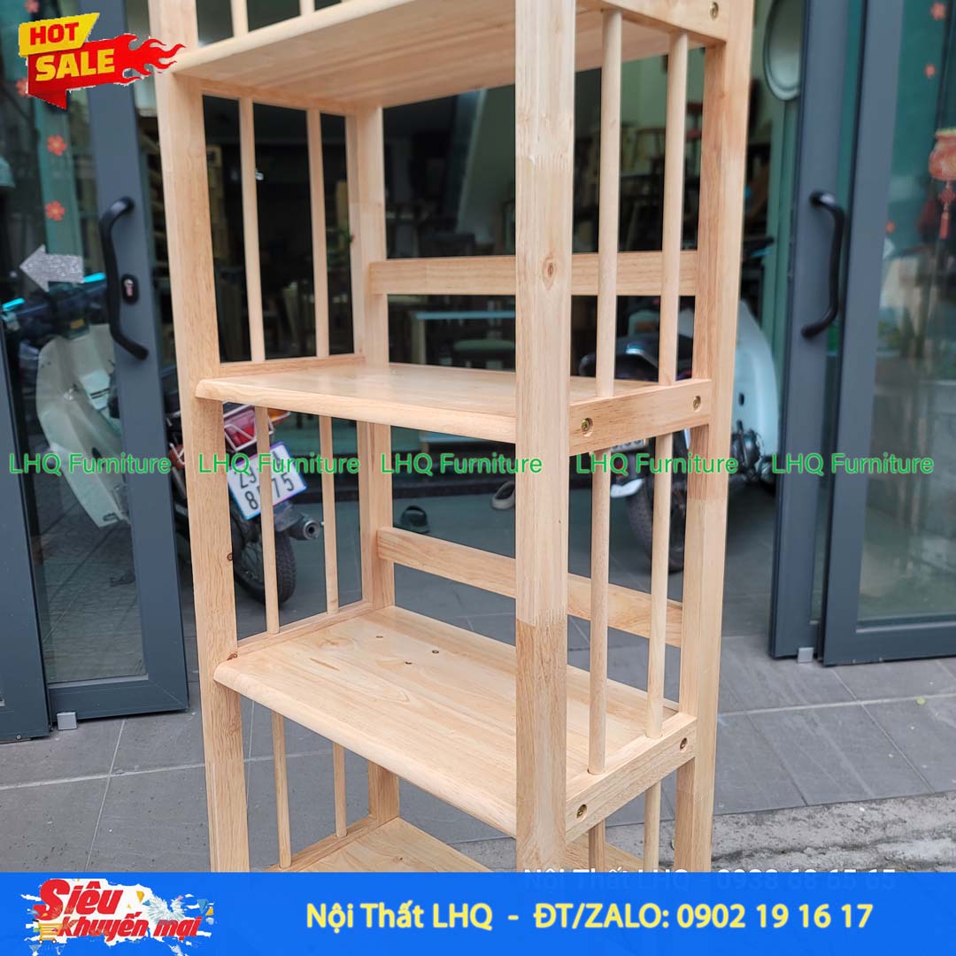 Kệ Sách Gỗ 5 Tầng Rộng 40cm – Gỗ Cao Su Tự Nhiên Bền Đẹp, Thiết Kế Nhỏ Gọn