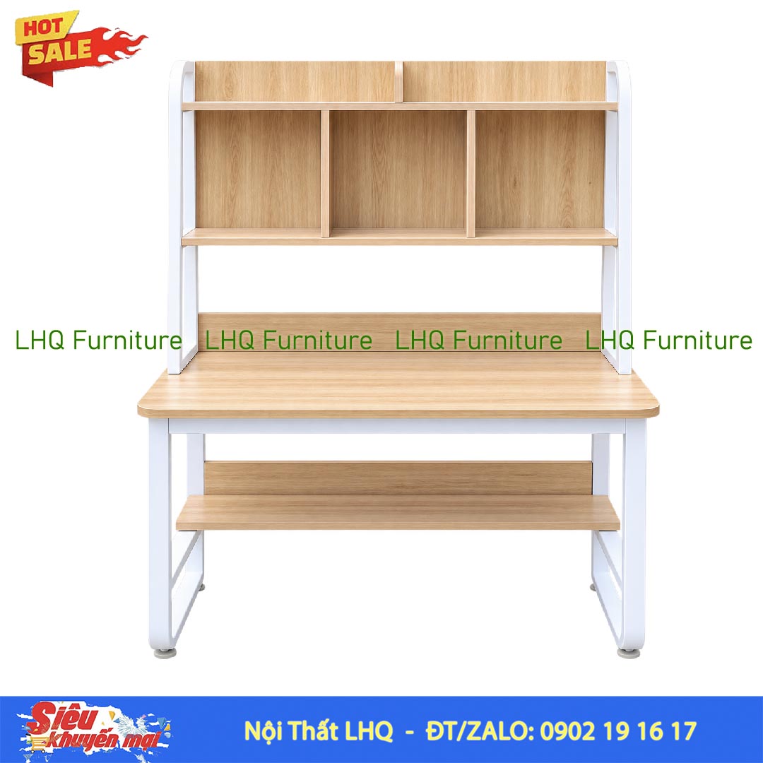 Bàn Giá Sách Khung 1m2 Sắt Gỗ MDF | Nội Thất LHQ