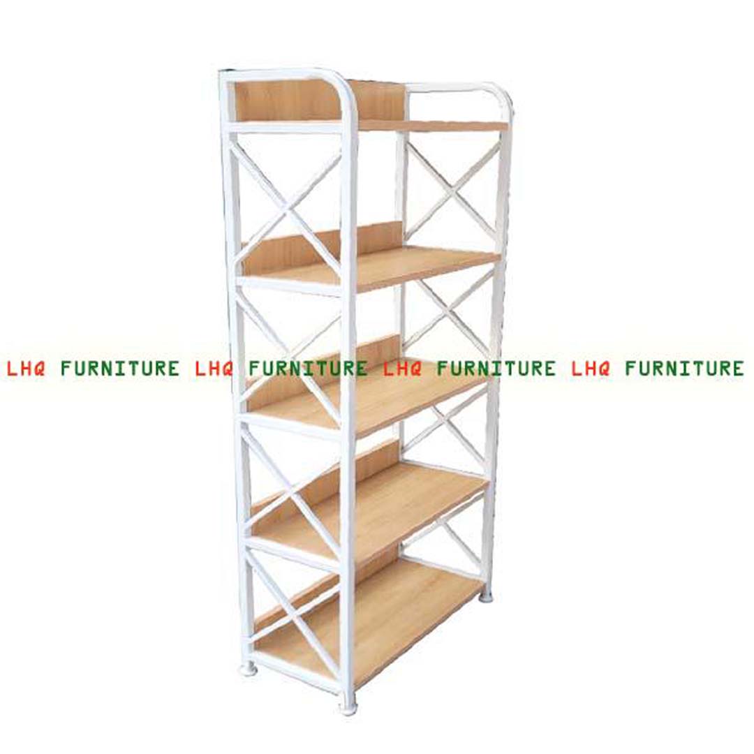 Kệ Sách Khung Sắt Gỗ Melamin 5T60 | Nội Thất LHQ