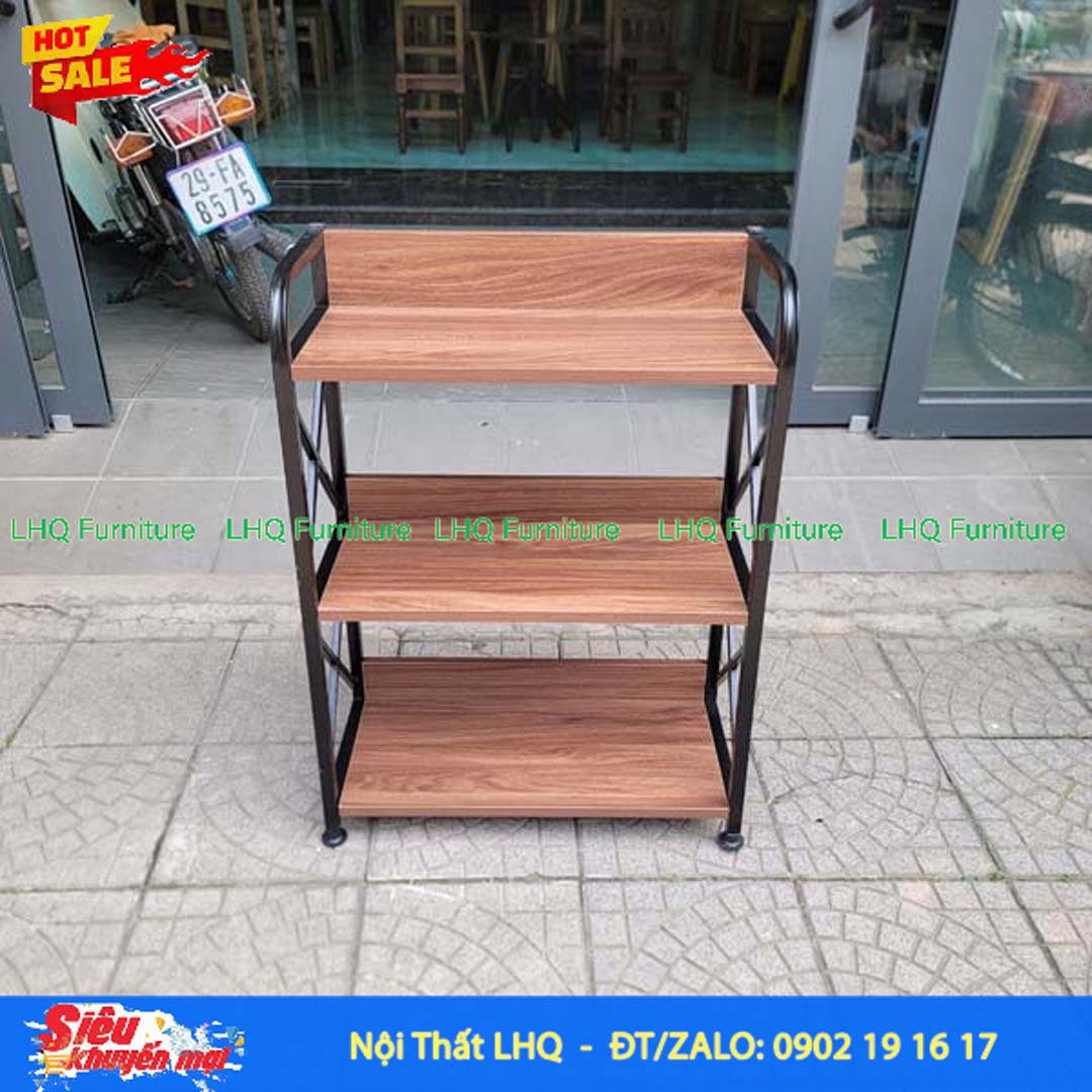 Kệ Sách Khung Sắt Gỗ Melamin 3T70 Rộng 70cm