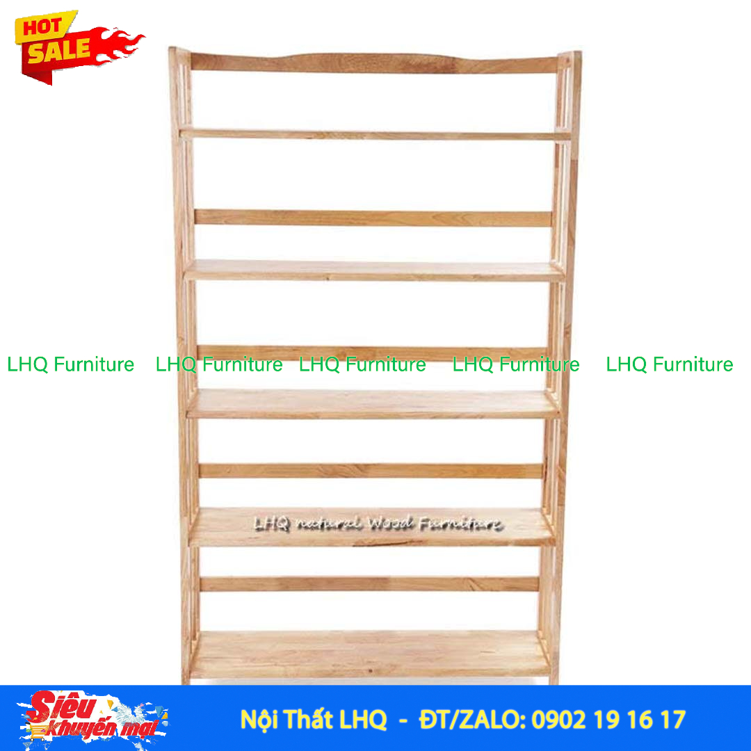 Kệ Sách Gỗ 5 Tầng Rộng 90cm – Gỗ Cao Su Tự Nhiên Chắc Chắn, Thiết Kế Hiện Đại