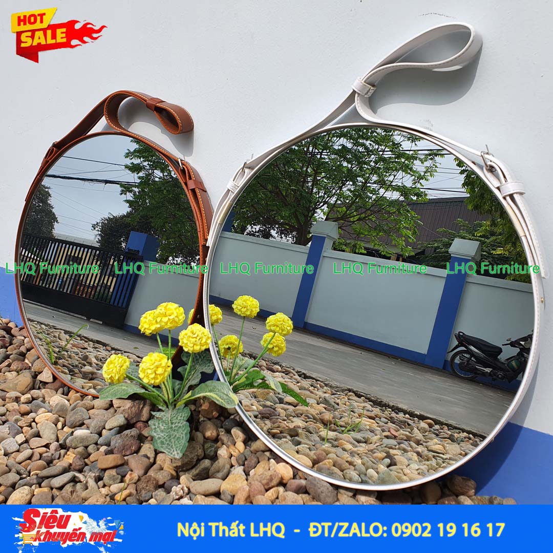 Gương Treo Dây Da Không Đèn D50 cm, Bảo hành 12 tháng