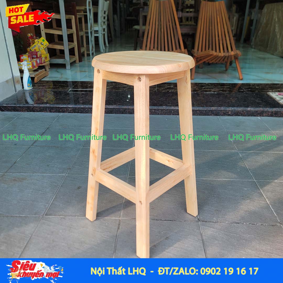 Ghế Đôn Chân Thang Gỗ Cao Su | Nội Thất LHQ