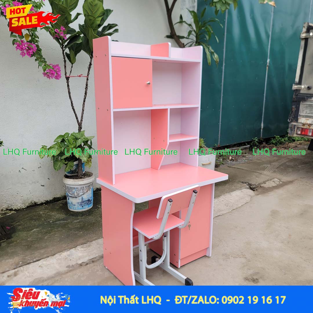 Bàn học liền giá sách rộng 80cm – Thiết kế gọn gàng, tiện dụng