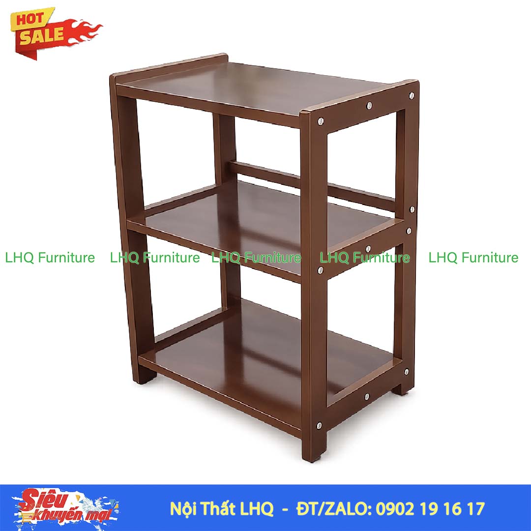 Kệ Để Lò Vi Sóng Mặt Liền 3 Tầng Gỗ Cao Su | Nội Thất LHQ