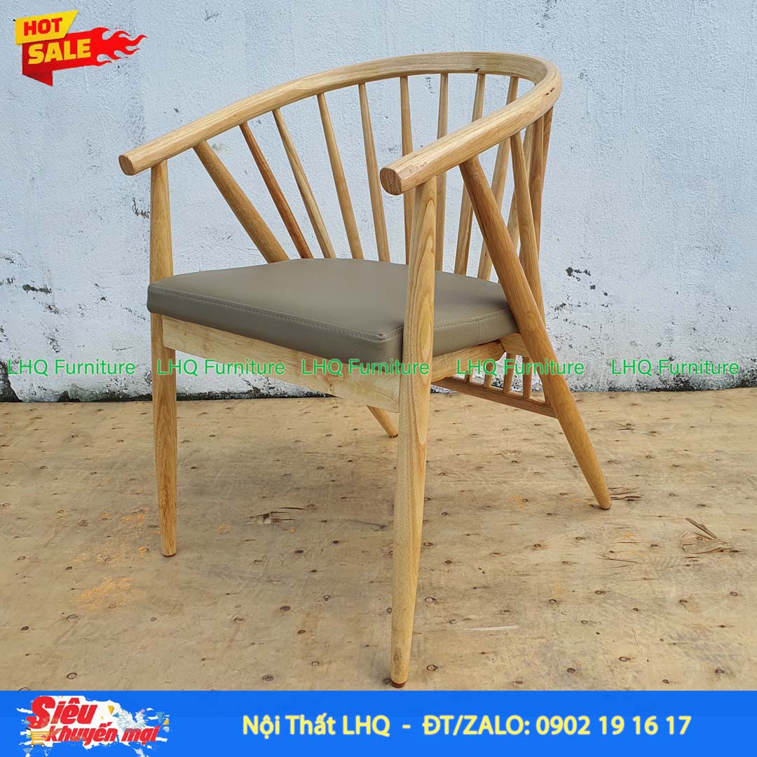 Bộ bàn ghế ăn 12 nan gỗ cao su tự nhiên đẹp