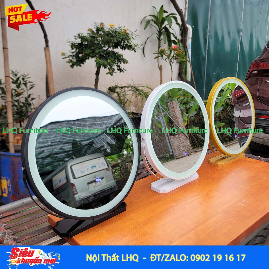 Gương Xoay Để Bàn Đèn Cảm Ứng, Decor đẹp
