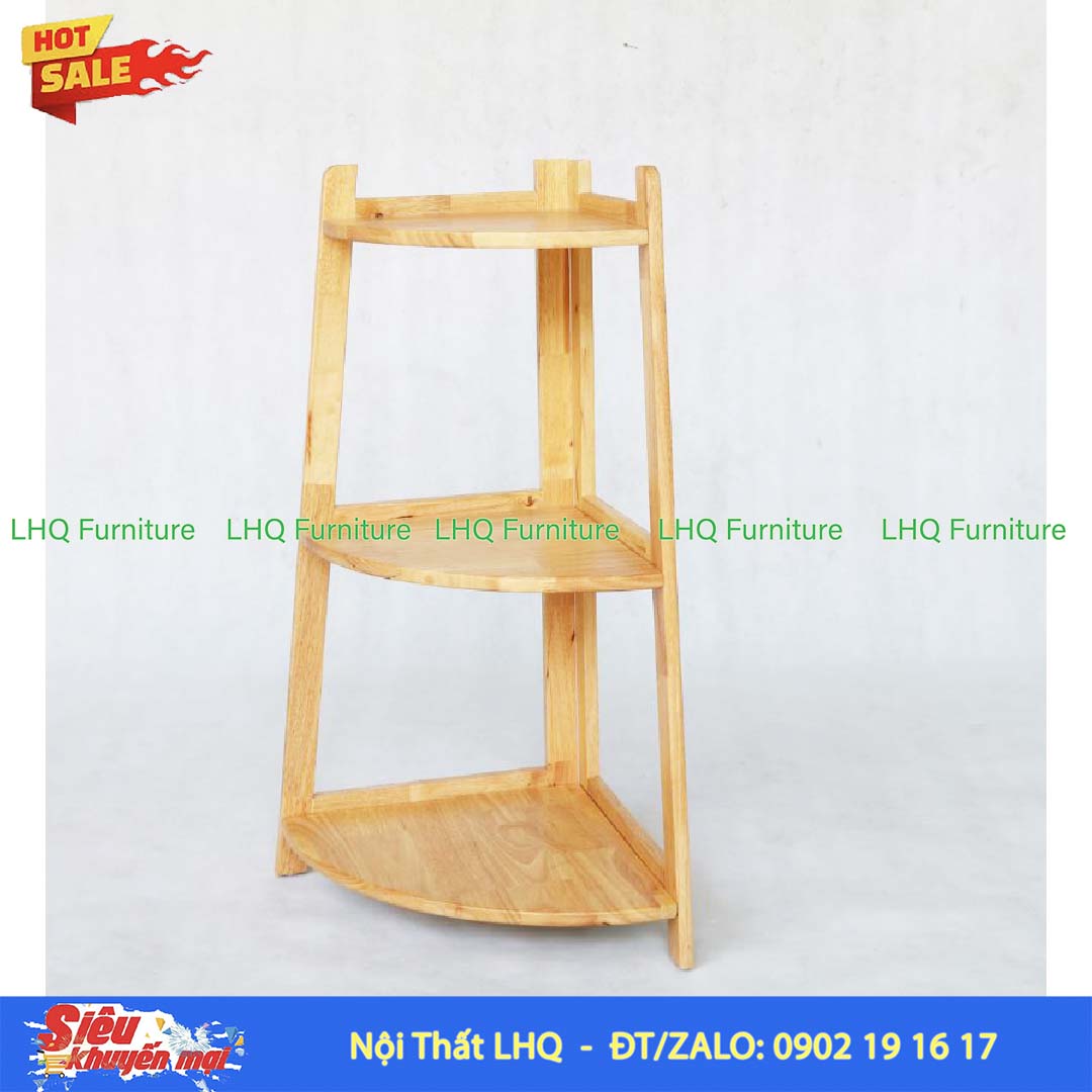 Kệ Góc Chữ A 3 Tầng Gỗ Cao Su Tự Nhiên | Nội Thất LHQ