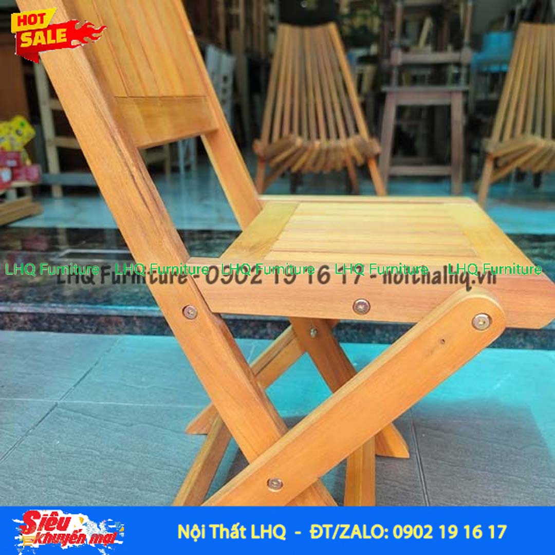 Ghế Cafe Mini Gỗ Tràm Gấp Ngược | Nội Thất LHQ