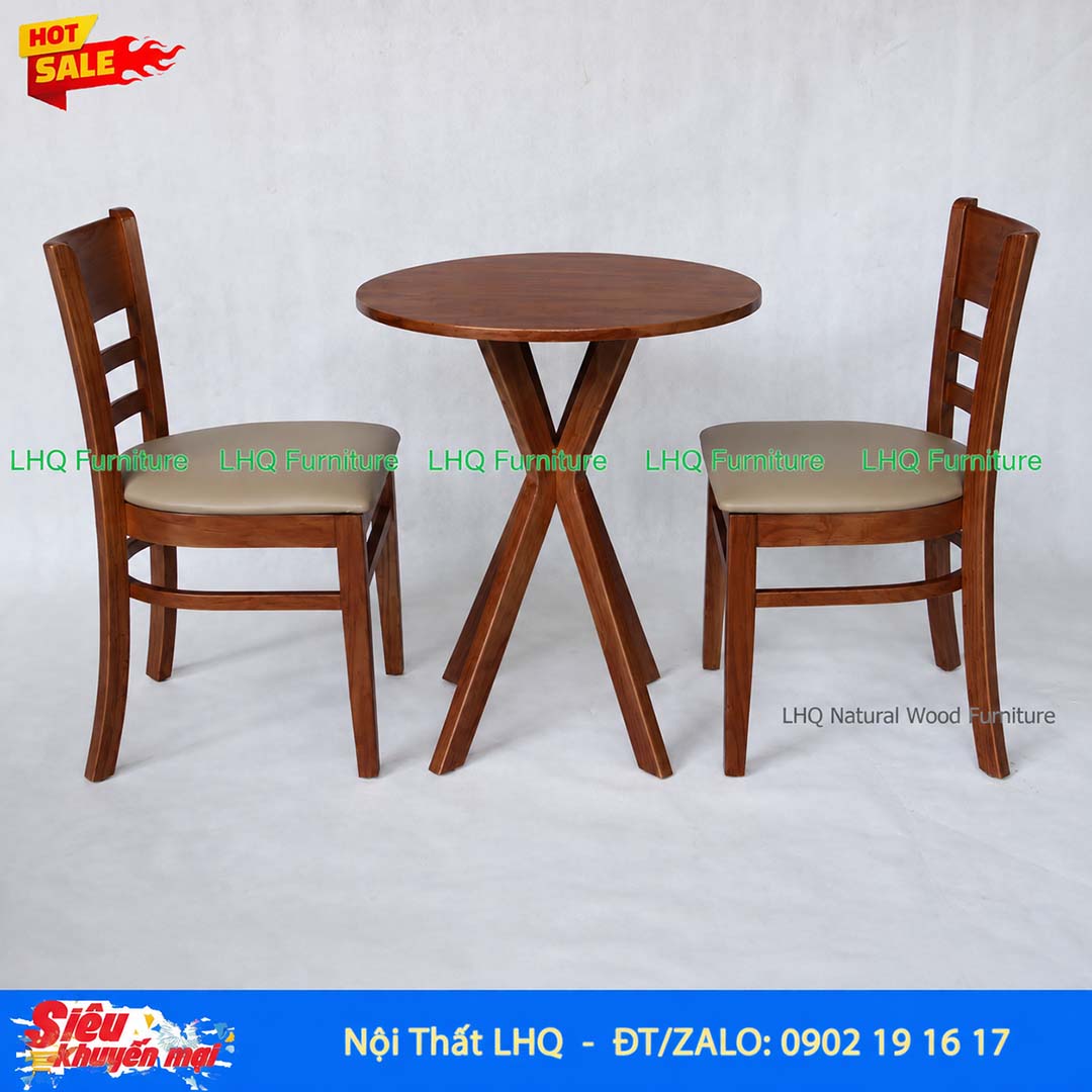 Bộ bàn ăn 2 ghế Cabin bàn vuông hoặc tròn 60cm