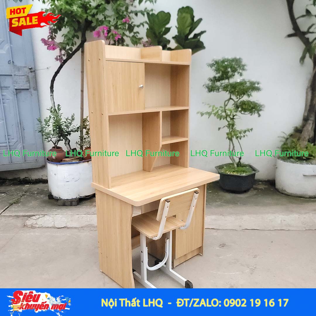Bàn học sinh liền giá sách 1m – Thiết kế tháo lắp tiện lợi