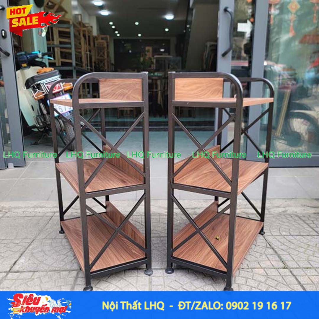 Kệ Sách Khung Sắt Gỗ Melamin 3 Tầng Rộng 50cm