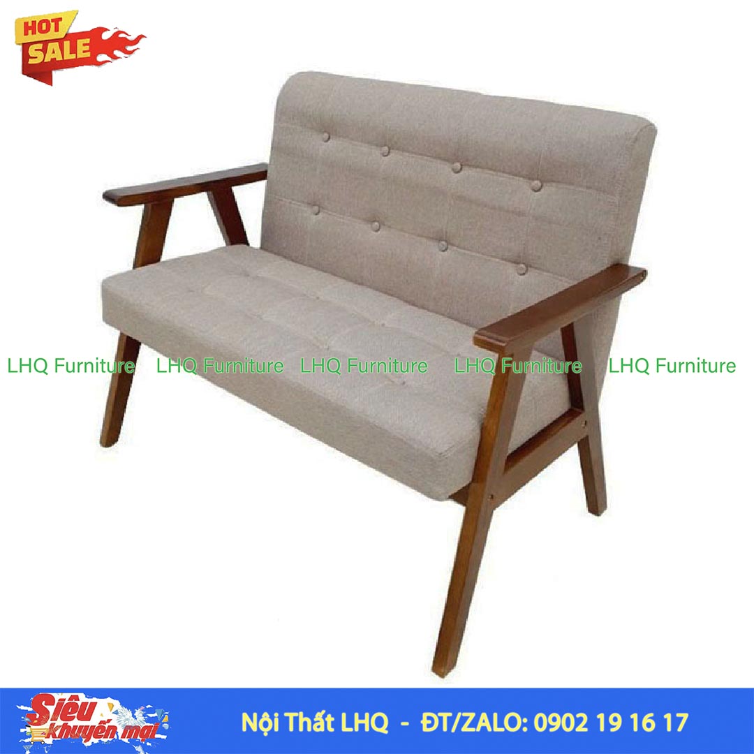 Ghế Sofa Đôi Tay Dẹt Gỗ Cao Su | Nội Thất LHQ